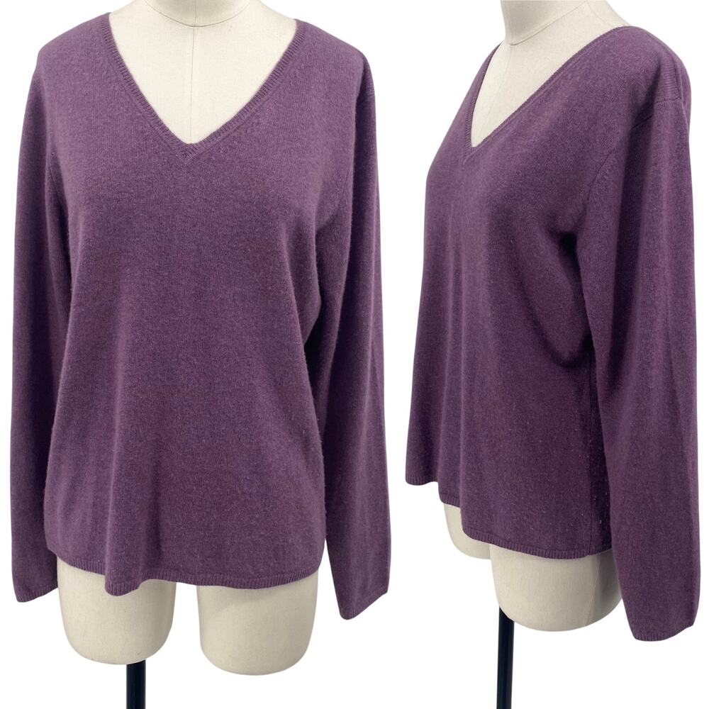 Lord & Taylor Purple V-Neck Sweater